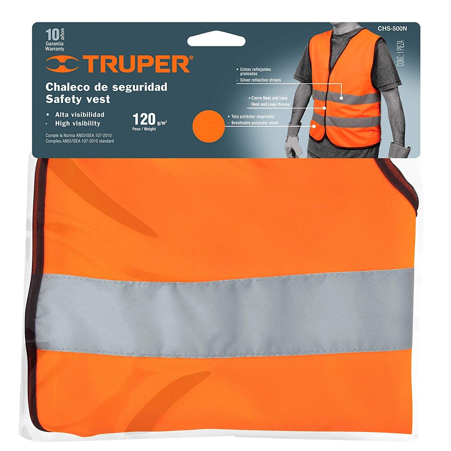 Chaleco De Seguridad Poliester Naranja Reflectivo Truper HOPSA Tienda